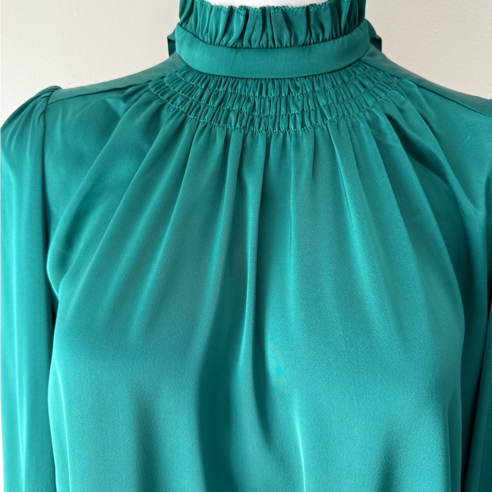 Elegant Teal High-Neck Women's Top